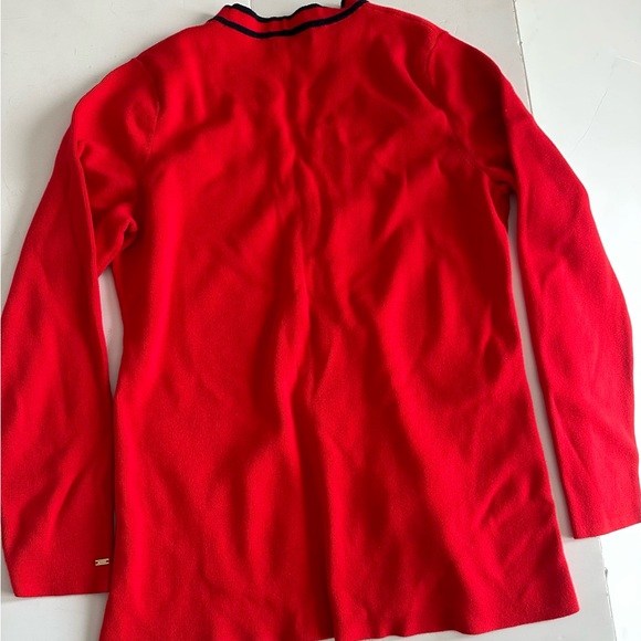 Tommy Hilfiger Cotton Cardigan Sweater Red w/Navy Trim Size XL - Picture 3 of 7